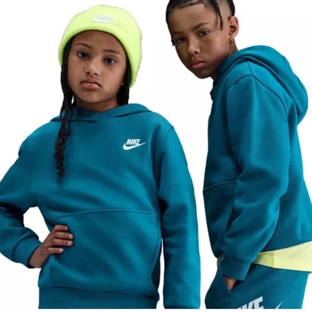 Nike Kids Sportswear Club Fleece Hoodie Teal Blue FD3000-301 XL
